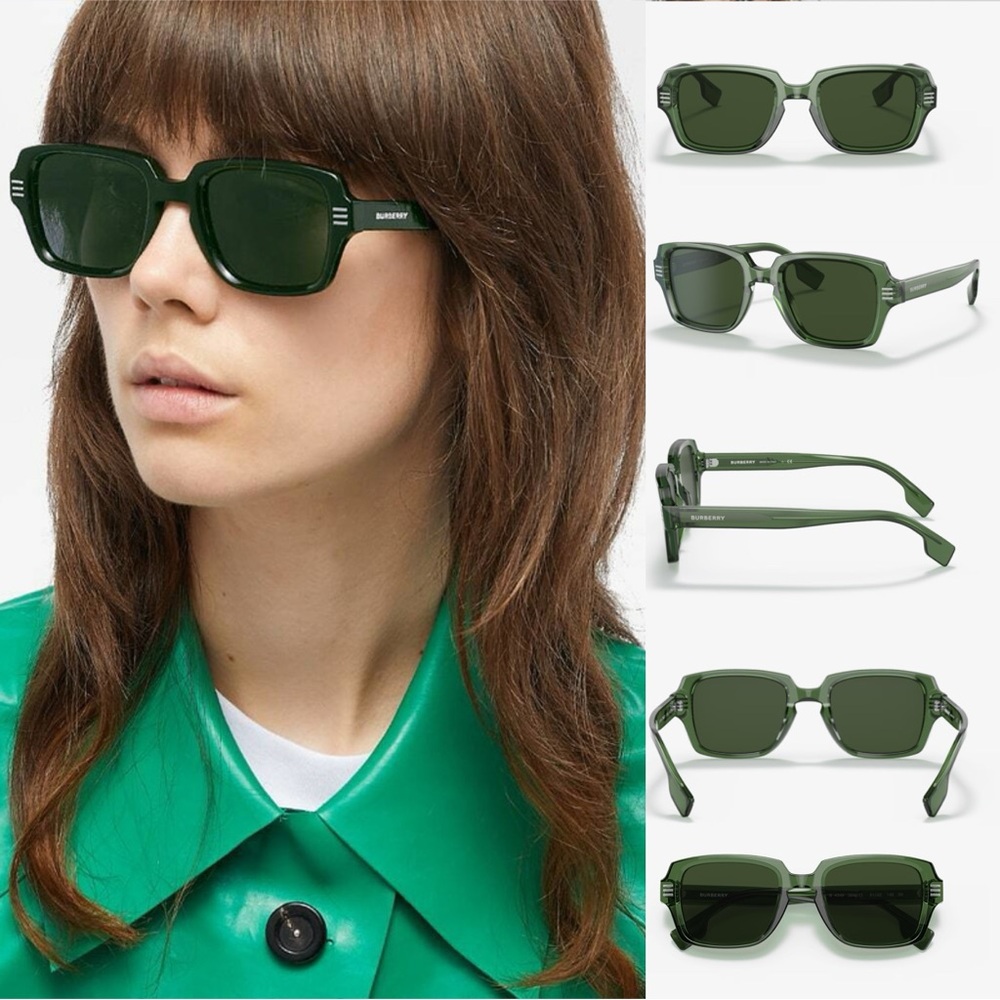 NWT BURBERRY SUNGLASSES UNISEX GREEN ELDON 0BE4349